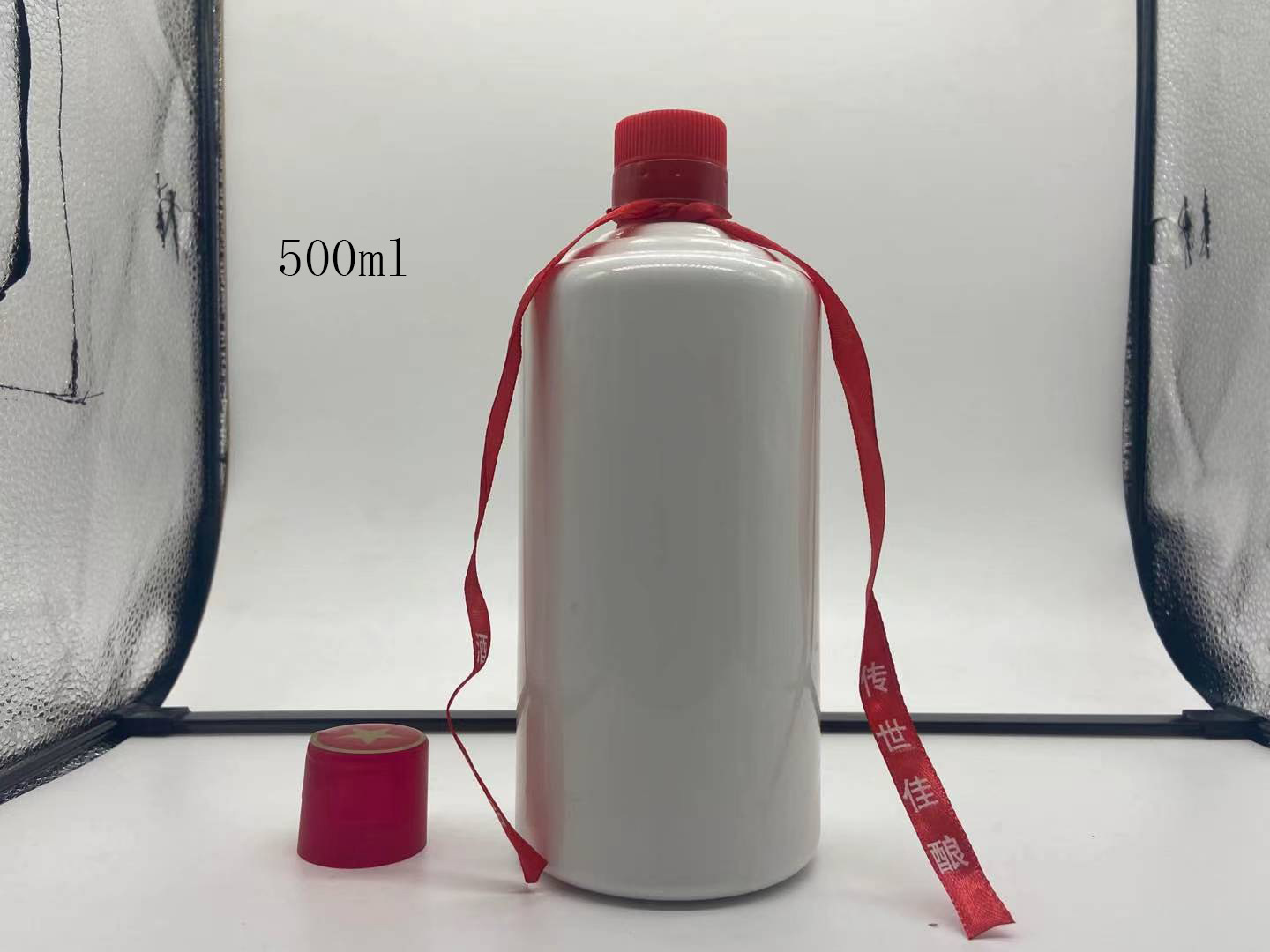 500ml玻璃白酒瓶空瓶乳白茅台茅型瓶125ml白瓷包装酒瓶可印logo