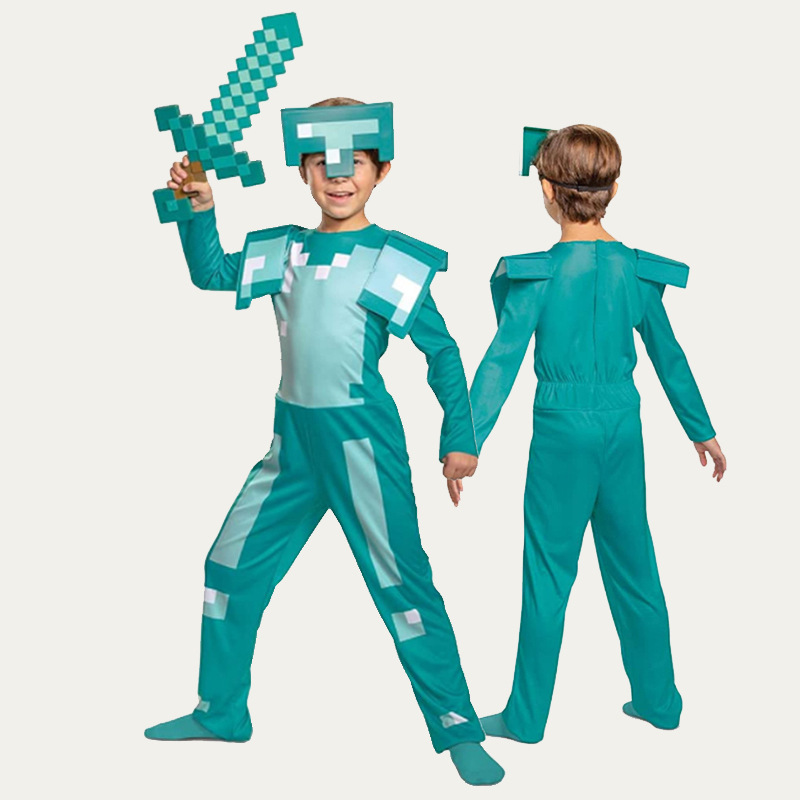 万圣节儿童服装minecraft冒险生存游戏钻石铠甲cosplay角色扮演服