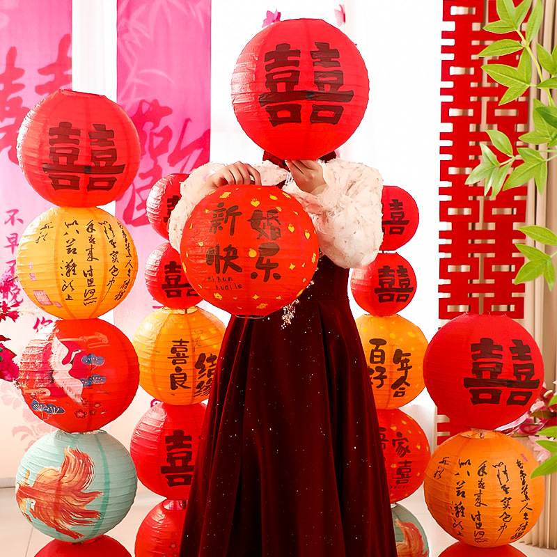 wedding and wedding room layout column engagement scene decoration wedding men‘s new house women‘s bedroom lantern with xi character suit