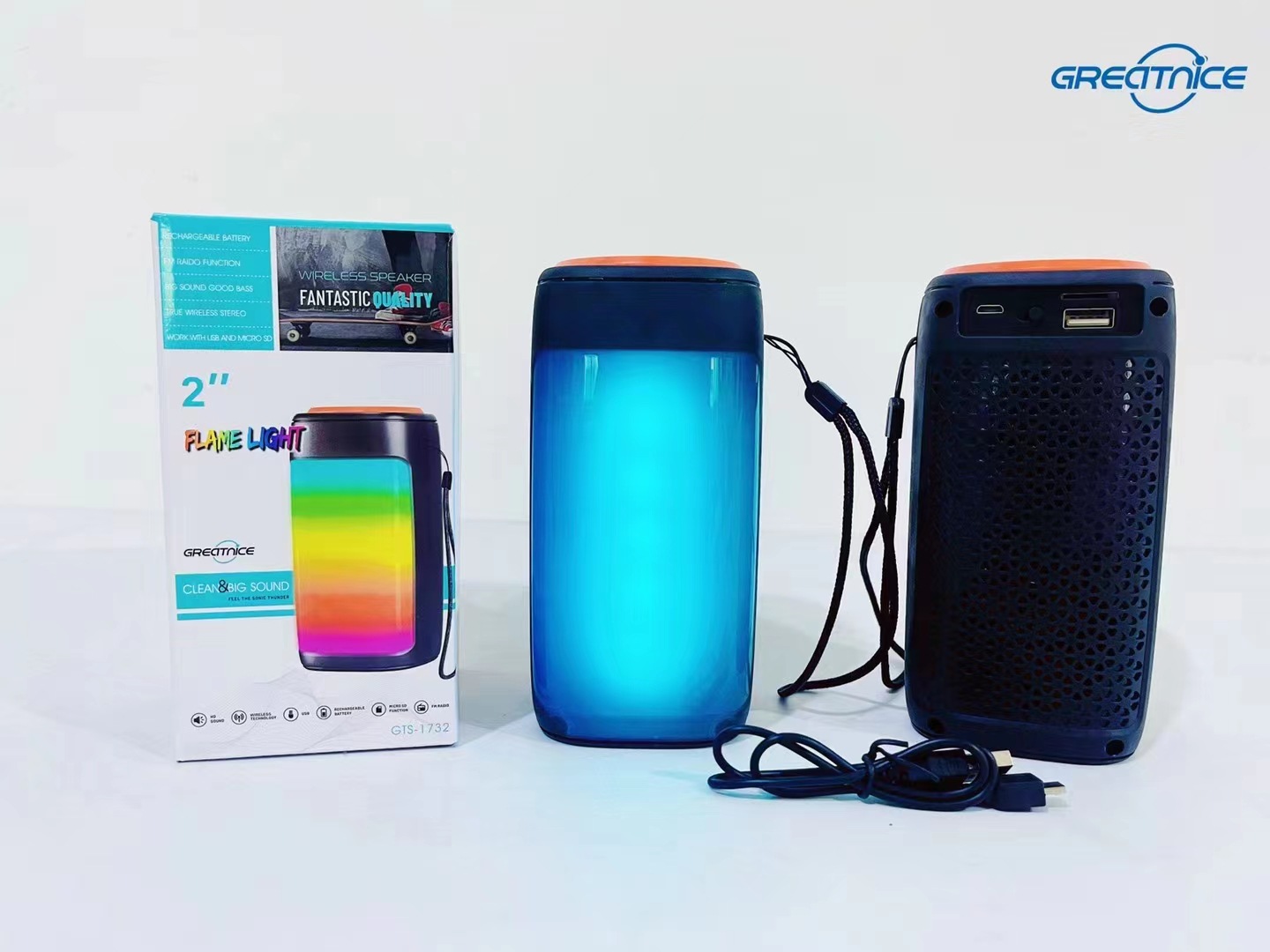 GTS-1732 Small Plug-in Colorful Lights Outdoor Portable Bluetooth Speaker