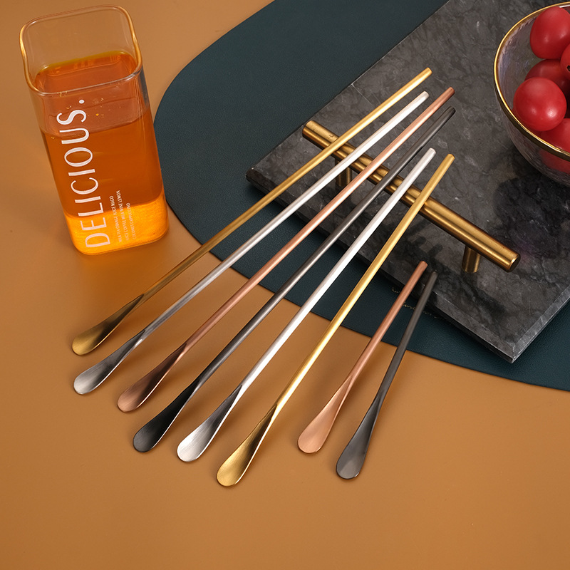 japanese 304 stainless steel long handle fruit fork coffee stir spoon small spoon dessert ice spoon spoon stirring rod