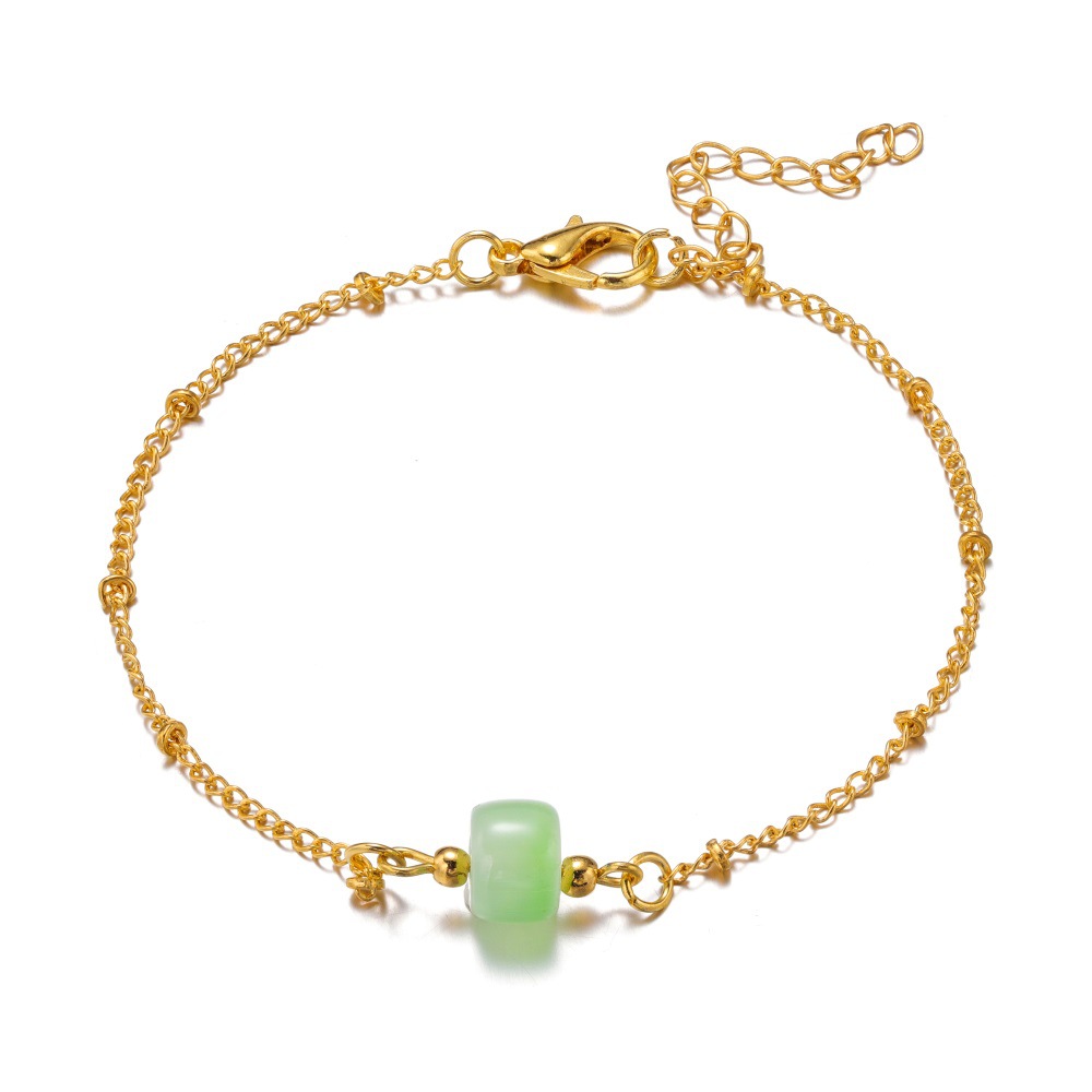 Tiktok National Style Gold Inlaid with Jade Vintage Court Design Inlaid Bracelet Hetian Jade Bell Agate Alloy Bracelet Bracelet