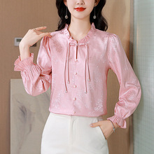 新中式盘扣衬衫女国风唐装叠穿内搭长袖立领衬衣时尚设计感小衫