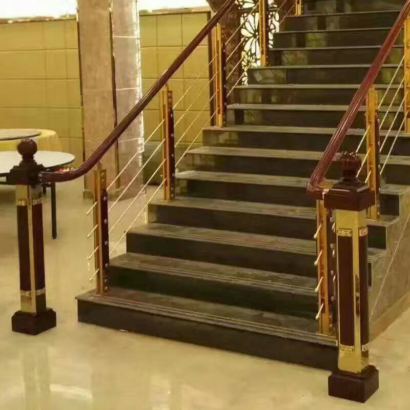 铝镁合金楼梯立柱复试楼新中式铝镁立柱室内实木阳台阁楼北欧加固