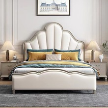 美式实木床现代简约1.8米大床主卧双人床法式轻奢床1.5米卧室家具