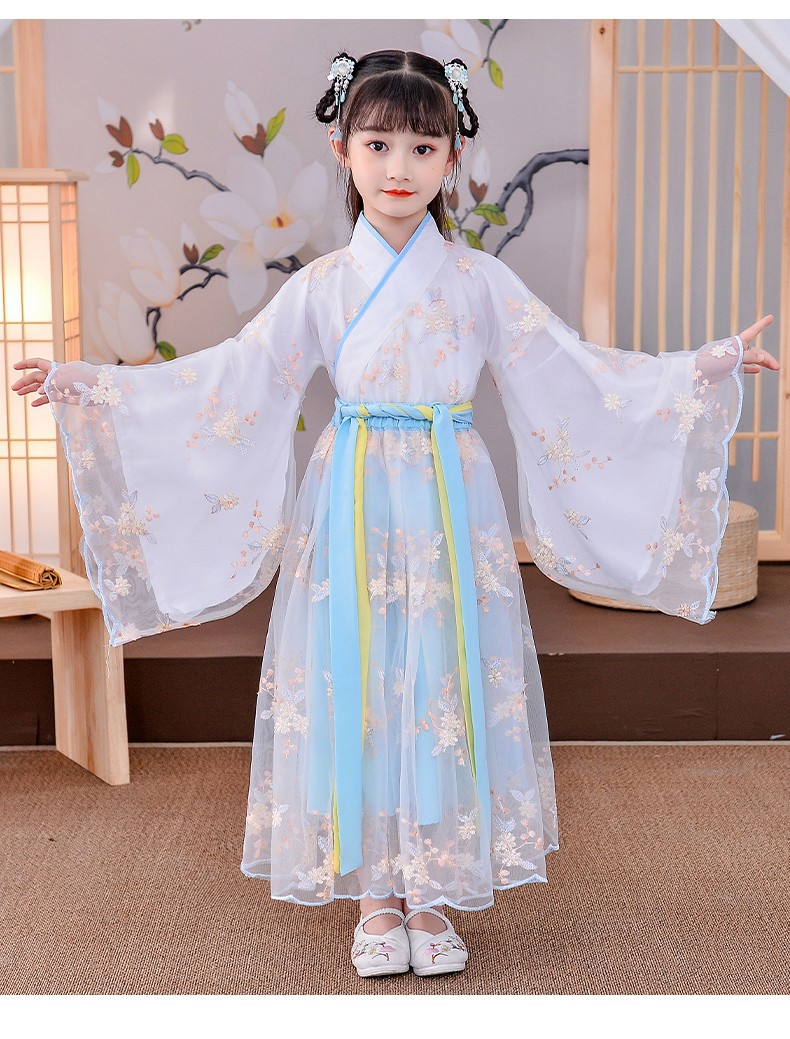 汉服女童秋冬季儿童中国风唐装古装超仙襦裙连衣裙小女孩公主新款