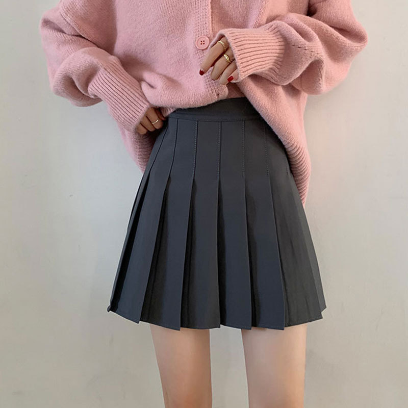 百褶裙半身裙女秋冬季jk短裙子冬天配毛衣a字毛呢冬裙高腰款显瘦