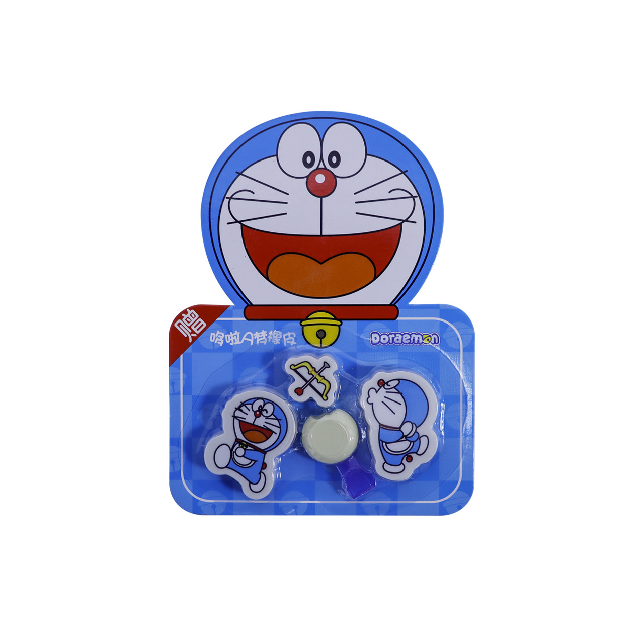 卡通叮当猫文具橡皮擦套装赠品 儿童早教礼物可爱橡皮擦吸卡包装