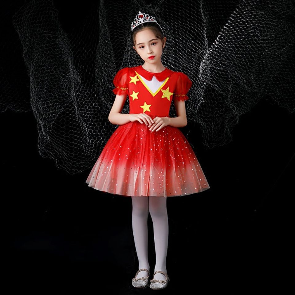 十一儿童合唱演出服红星闪闪爱国中小学生唱红歌朗诵舞蹈表演服装