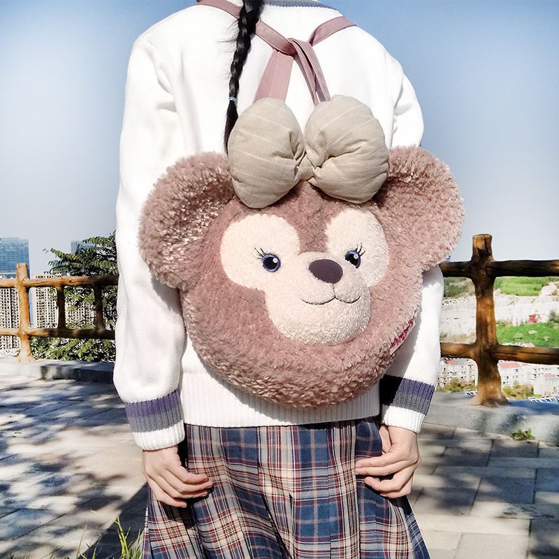 雪莉玫达菲熊卡通可爱双肩包毛绒手提熊头零钱背包女跨境-阿里巴巴