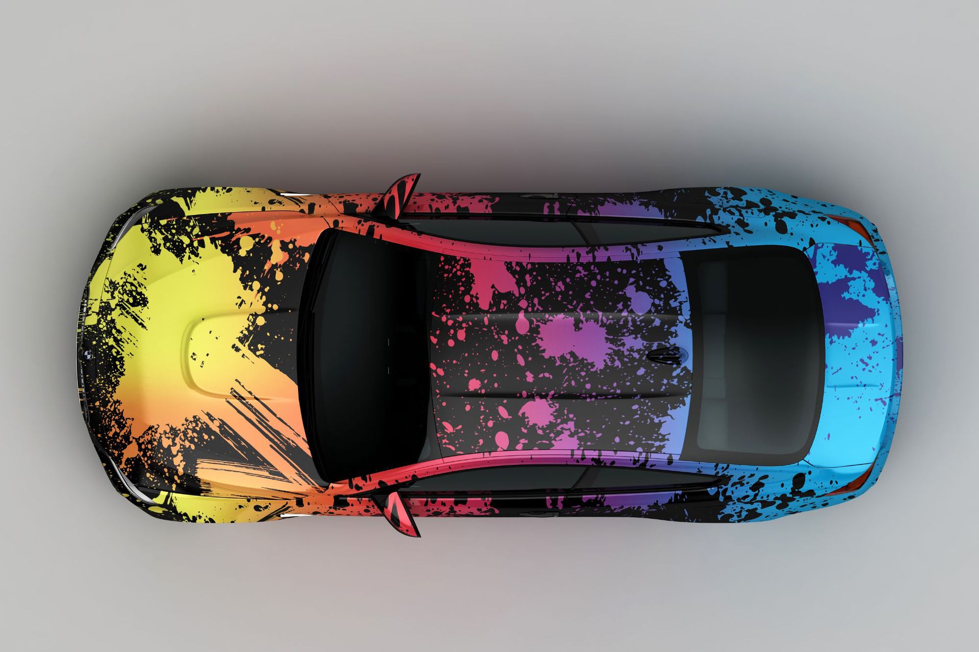 彩绘膜汽车改色膜 汽车涂鸦膜 个性改装车 渐变彩绘 汽车贴膜贴纸