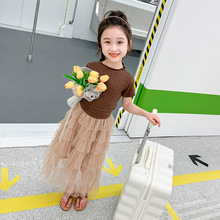女童蛋糕裙子套装夏季2024新款儿童小女孩韩版短袖T恤裙子两件套