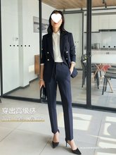 职业西装套装女士春秋公务员黑色感面试正装西服外套