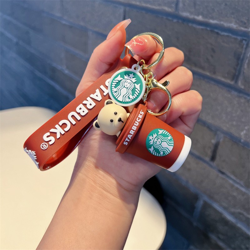 Creative Cartoon Starbucks Cylinder Cup Keychain Cute Milky Tea Cup Ice Cream Cup Key Chain Men's and Women's Handbags Pendant