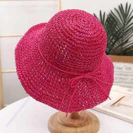 丝带帽子成品手工编织夏凉帽出游遮阳沙滩草帽遮脸紫外线百搭帽