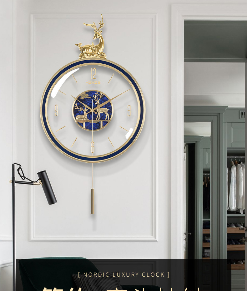 北欧式钟表挂钟客厅家用时尚时钟现代轻奢挂表创意个性简约石英钟