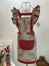 枣红新款文艺围裙家用打扫卫生女韩版时尚工作厨房花边做饭罩衣