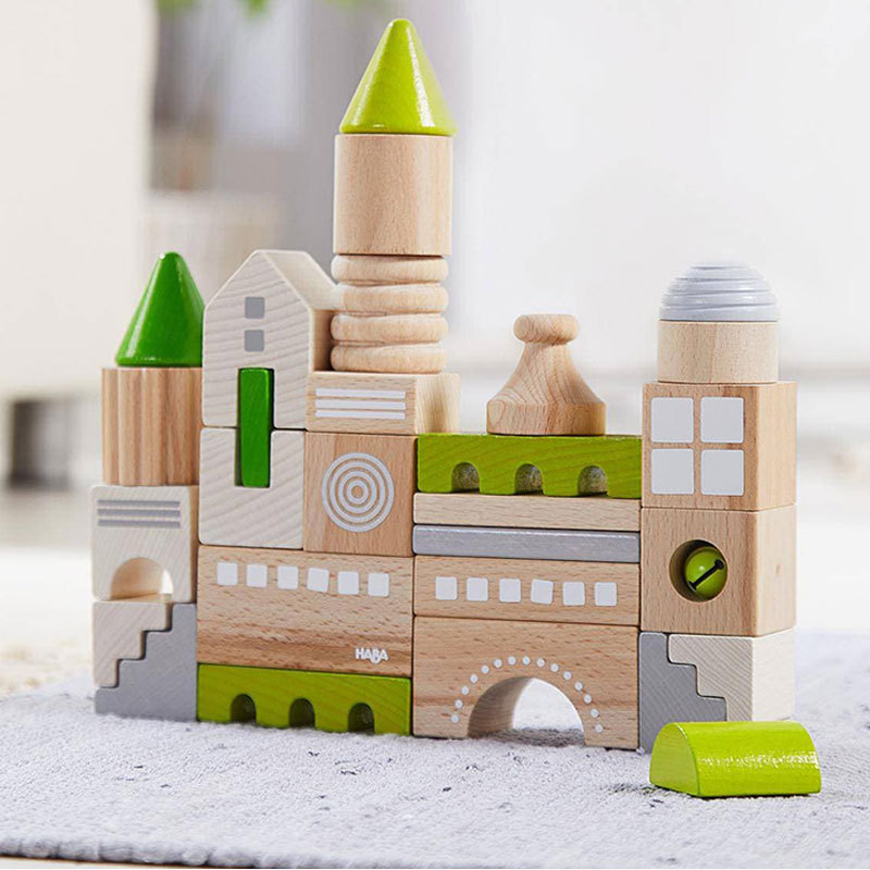 德国进口木质城堡积木儿童创意拼搭玩具幼儿园益智构建安全无味
