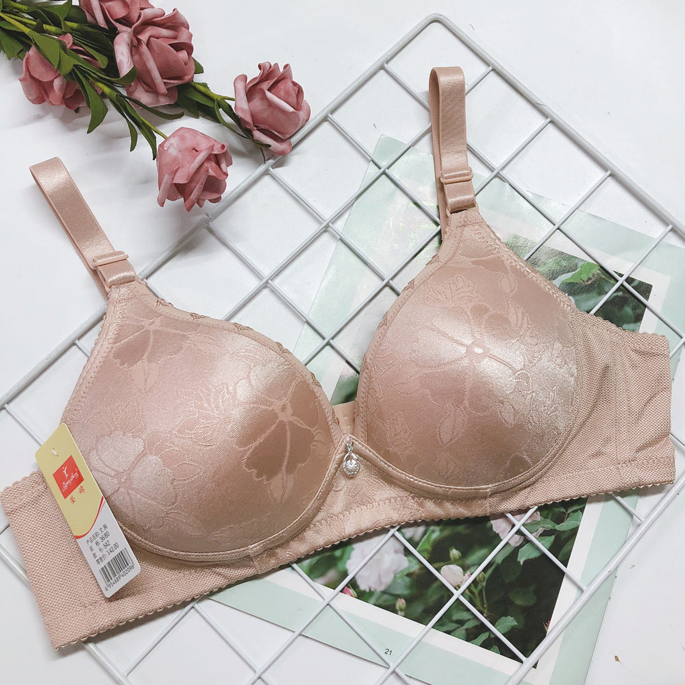 新款莹嫦542无钢圈文胸薄款b杯棉质透气孔里杯提花立体内衣弹力好