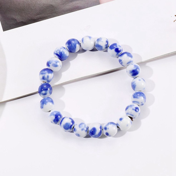 New Ceramic Accessories Jewellery Candy Color Full Beads Bracelet Student Female Bracelet Elastic Non-Fading Antique Bracelet