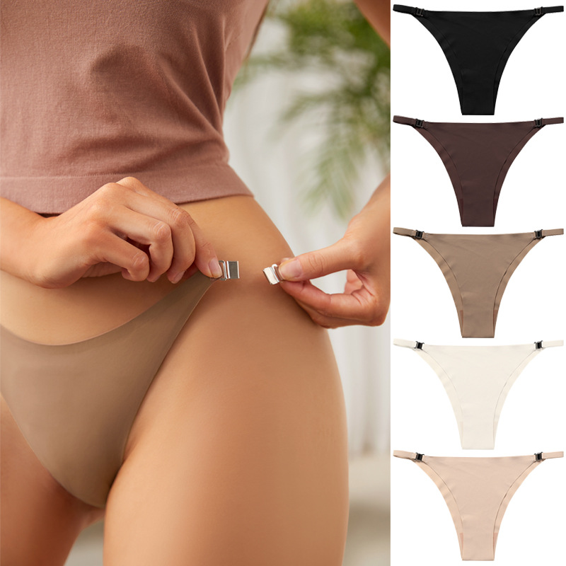 Exquisite Metal Buckle-Free Thin Strap Seamless Ice Silk Underwear Women's plus Size Cotton Crotch Sports Women's Briefs