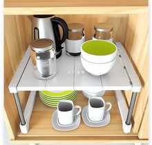 可伸缩加宽厨房置物架落地多层桌面收纳架水槽衣柜隔板隔层整理新