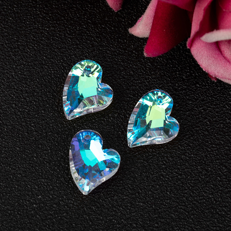 17mmab彩水晶单孔歪桃吊坠diy饰品珠子太阳捕手配件发服耳饰项链