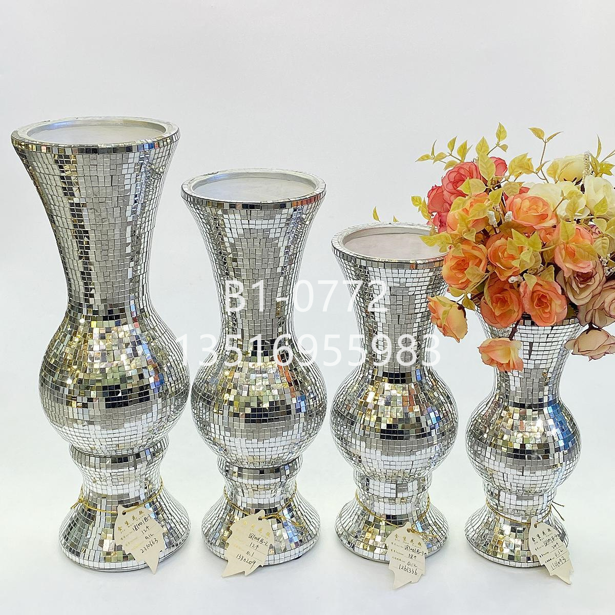 25cm Glass Pasting Mosaic Small Vase Flower Arrangement Living Room and Hotel Gift Decoration 30cm Vase