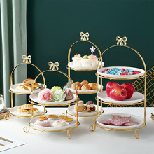 高级甜品台展示架陶瓷茶歇摆盘订婚礼蛋糕下午茶点心托盘摆件厂家