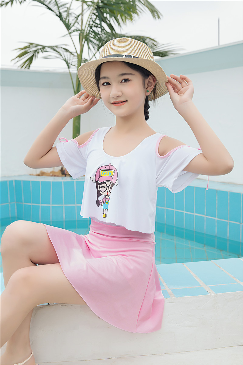 女孩大童泳衣连体防晒短袖女童青少年2021年新款10洋气12岁温泉15