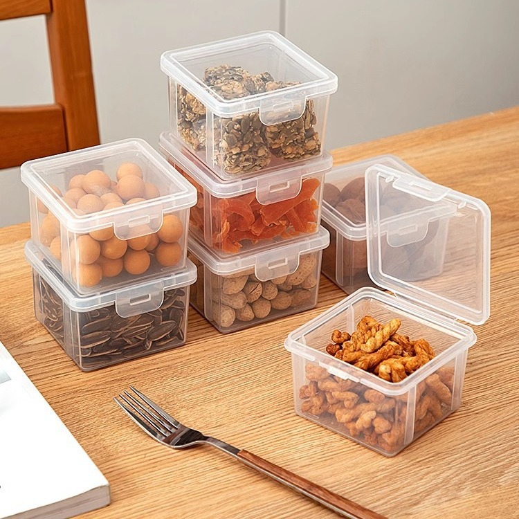 翻盖零食坚果收纳盒小巧迷你便携保鲜盒透明纳豆分装盒干果密封罐