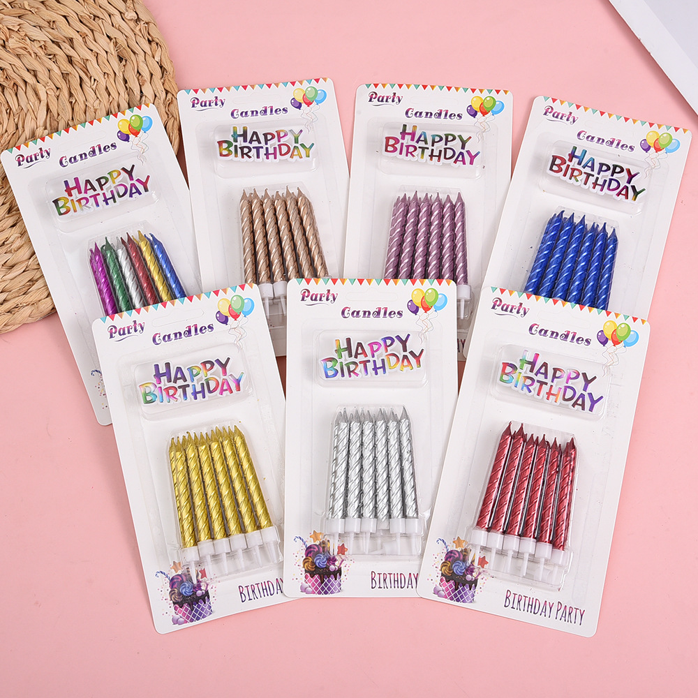 12 pcs coated thread belt base children‘s birthday candles english word plate romantic party cake decoration supplies