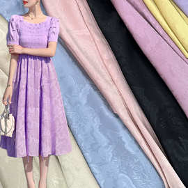 夏季微弹压花暗纹工艺布料 连衣裙汉服中式衬衫睡衣面料 涤纶面料