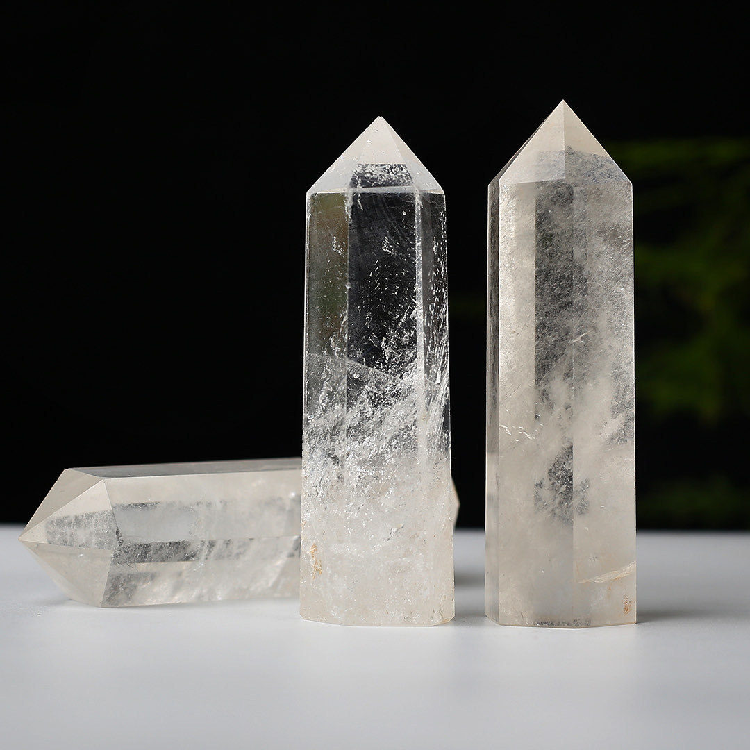 厂家批发 水晶柱粉晶 水晶六棱柱单尖七星阵摆件水晶灯装饰