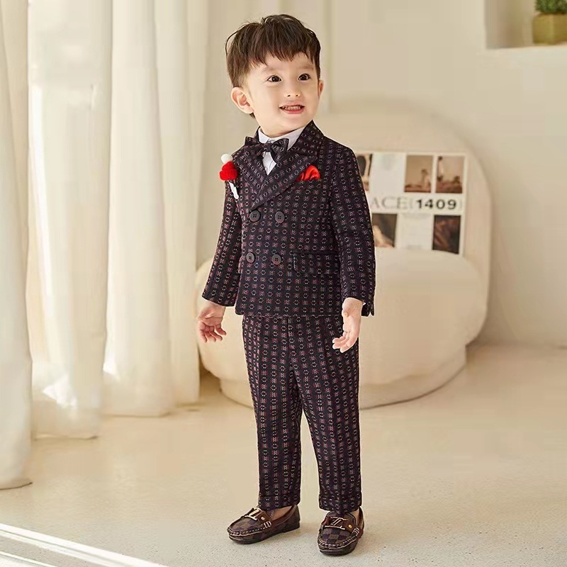 儿童西装套装英伦小西服小男孩宝宝正装男童生日周岁钢琴演出