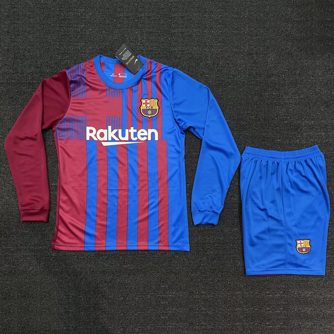 巴萨长袖球衣成人足球服套装