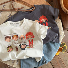 儿童短袖夏季款卡通一家人男女宝宝纯棉T恤时尚休闲圆领上衣