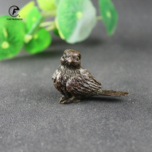 Small Sparrow Statue Metal Brass Tea Pet Table Ornament Home