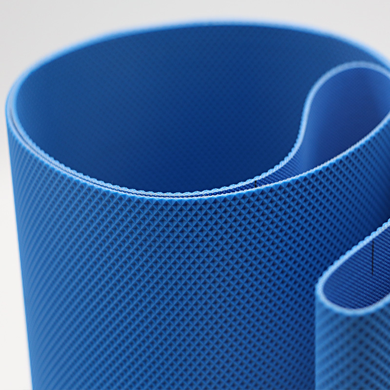 山东安耐2mm蓝色输送带pu钻石纹花纹输送带防滑输送带厂家供应