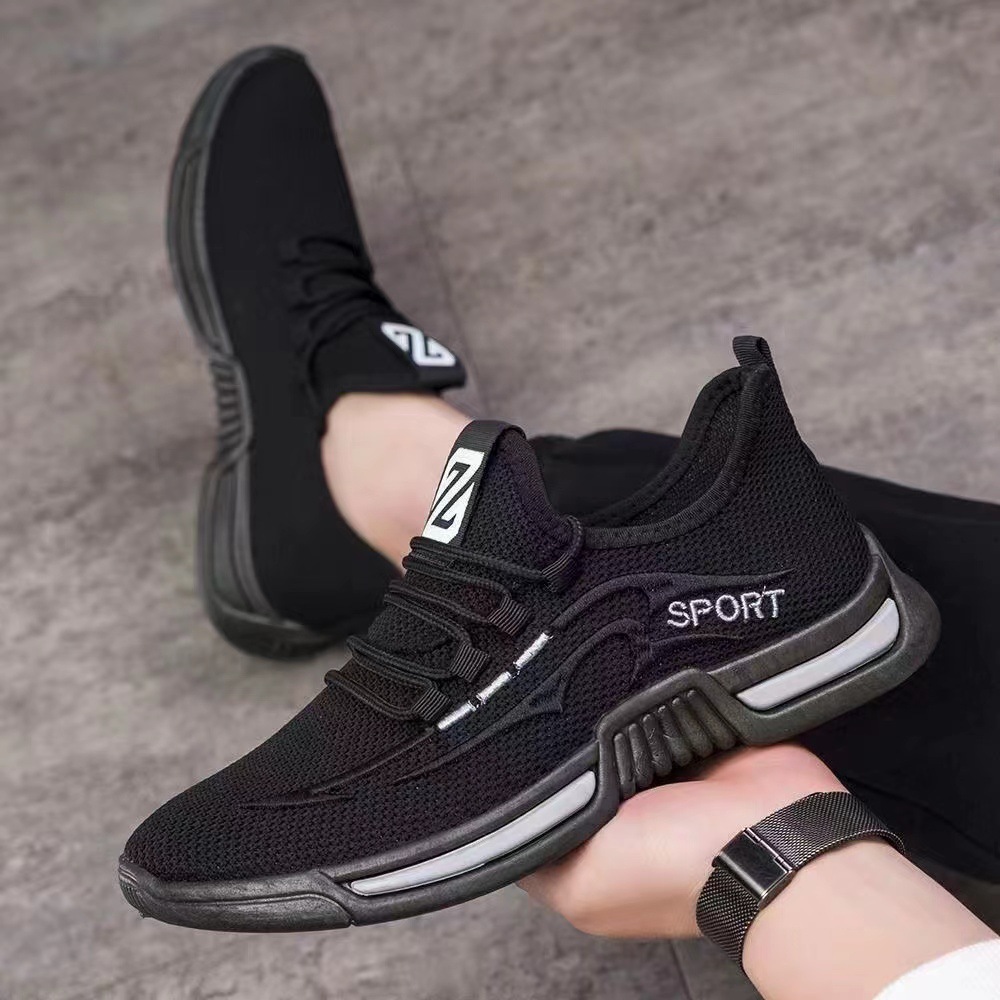 One Piece Dropshipping 2023 Spring and Summer New Flyknit Men's Shoes Korean Style Trendy Casual Breathable Mesh Sneaker Men