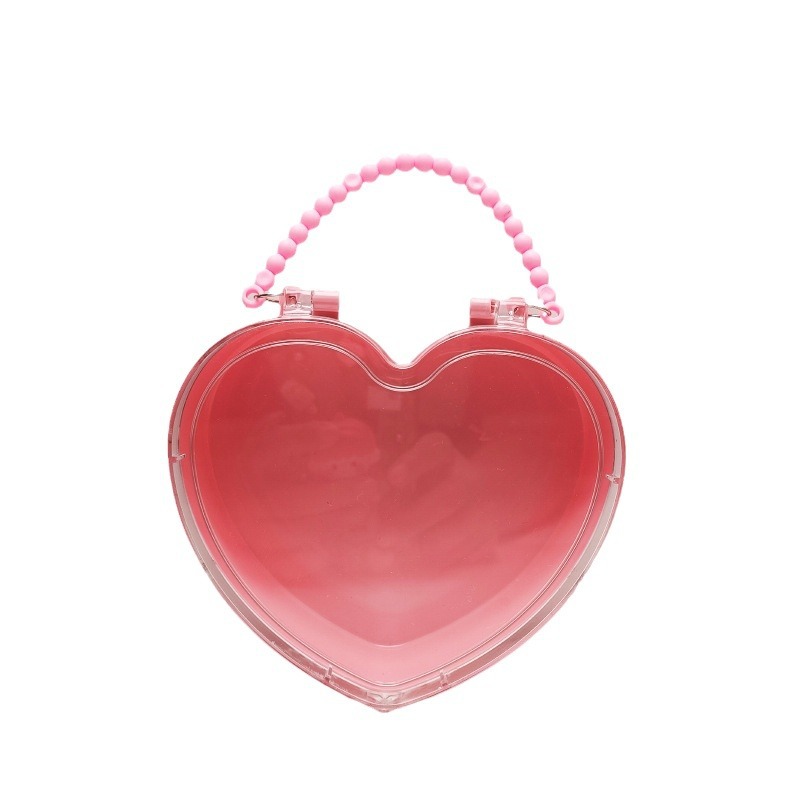 New Lady's Heart-Shaped Semi-Transparent Handbag Children's Handmade DIY Main Body Ornament Storage Box Heart-Shaped Jewelry Bag