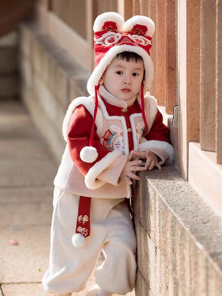 Children's New Chinese Style New Year Clothes Autumn and Winter Hanfu Children Daily Tang Suit Boys and Girls Baby Cute Suit