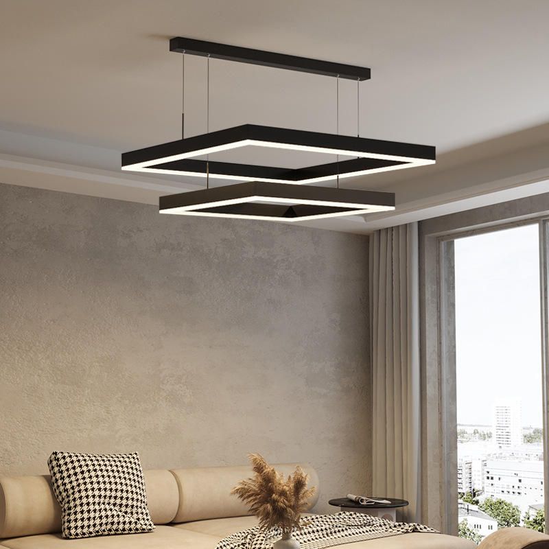 客厅吊灯简约现代大气北欧极简创意家用方形餐厅大厅led轻奢灯具