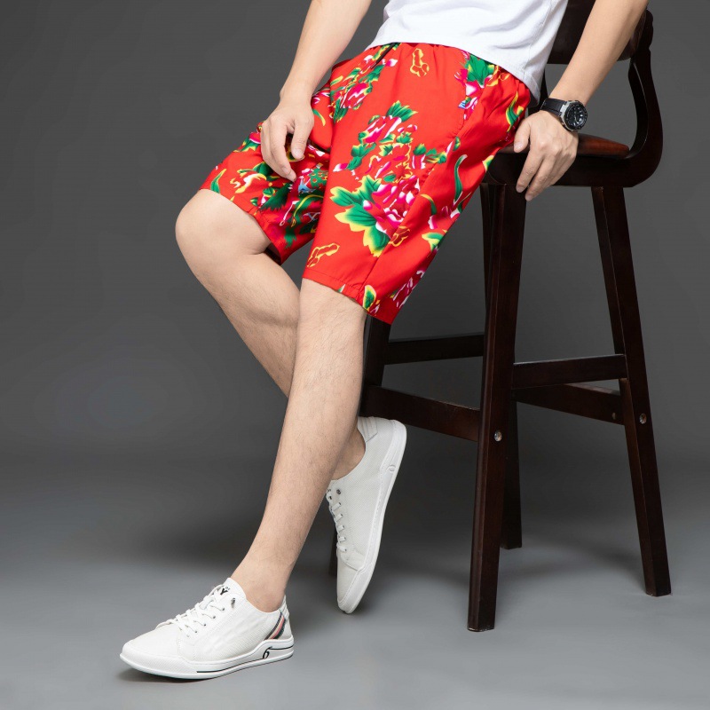 夏季男士时尚潮流百搭休闲个性东北老花短裤