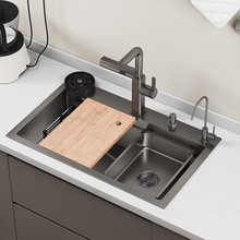 厨房纳米水槽加厚大单槽不锈钢洗菜盆家用洗碗水池台下盆手工槽