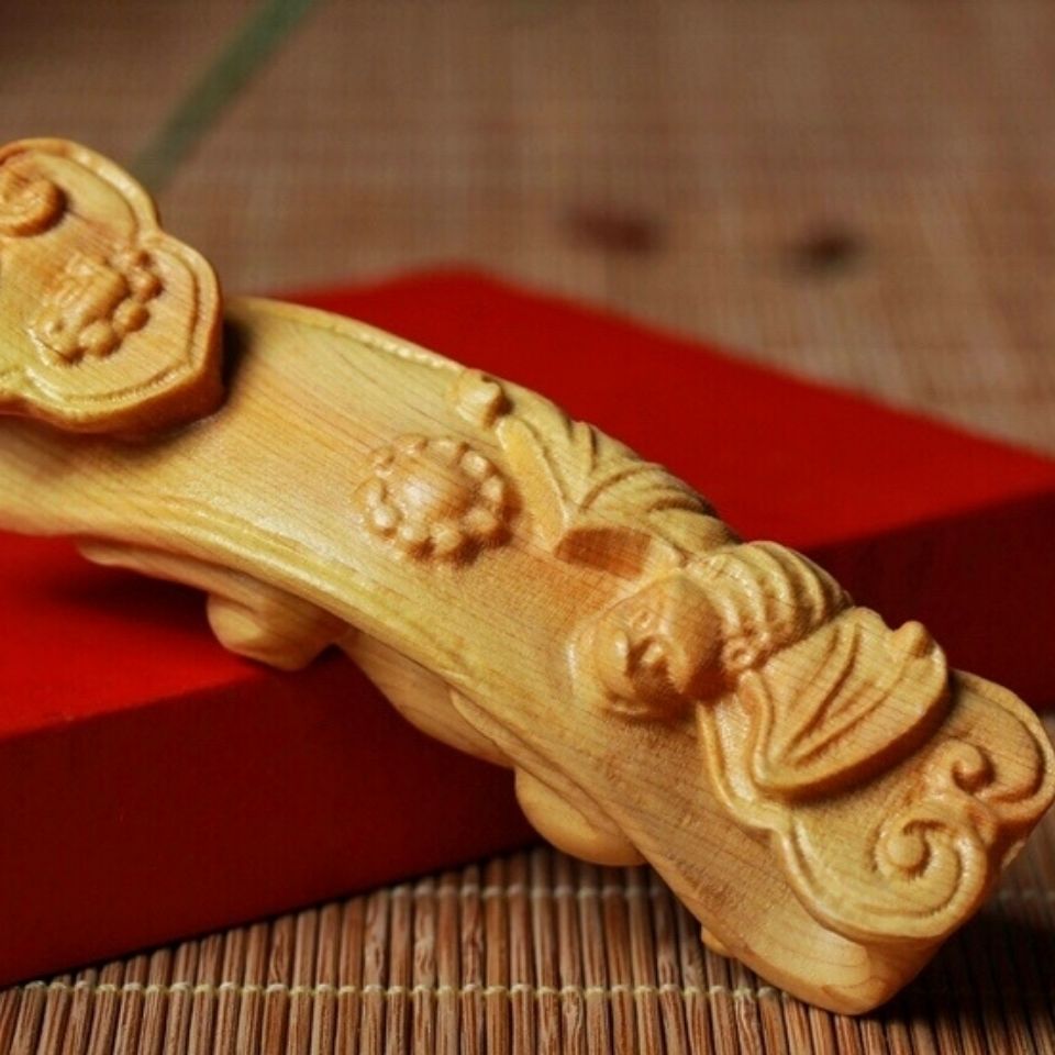 如意吉祥崖柏木雕手把件把玩件摆件工艺品文玩实木雕刻手把