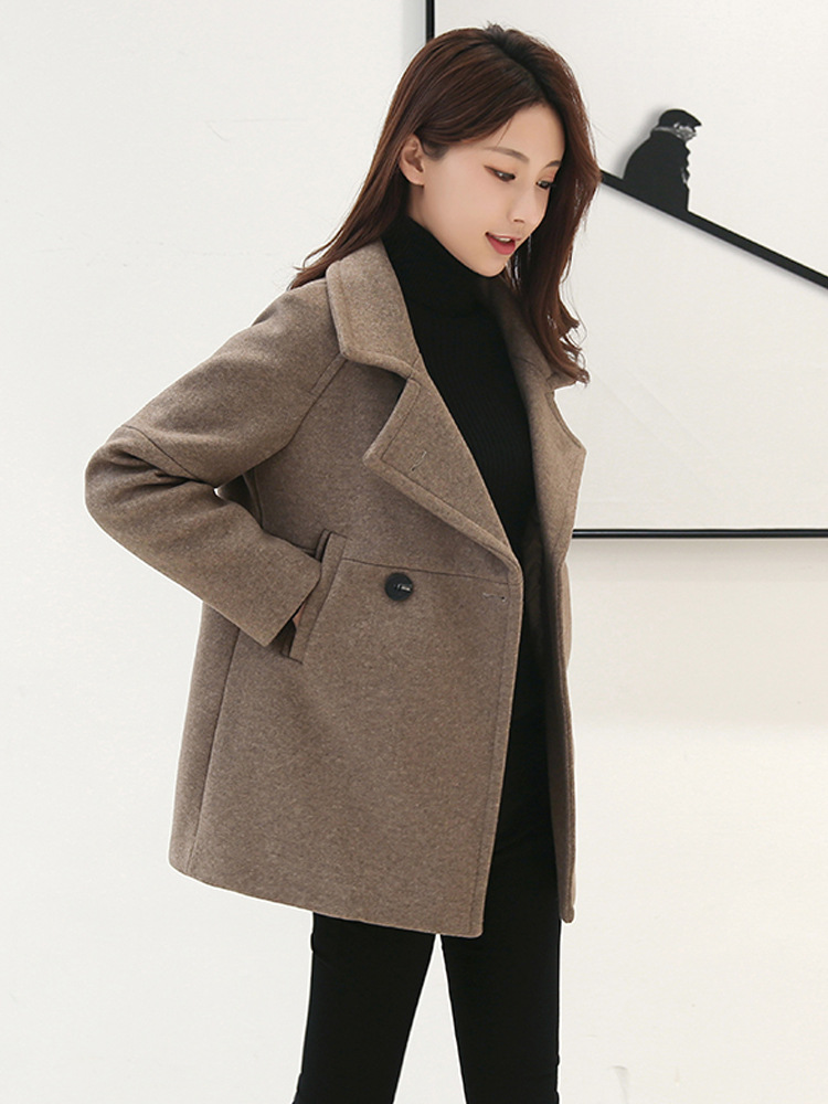 毛呢外套女小个子2021韩版秋冬装夹棉加厚宽松气质呢子大衣短款冬