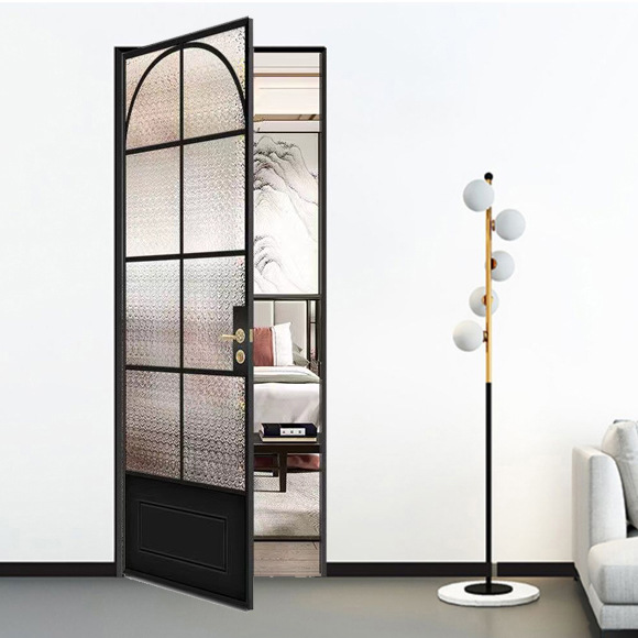 欧式拱形平开门厨房推拉门极窄三联动卫生间移门弧形复古玻璃门