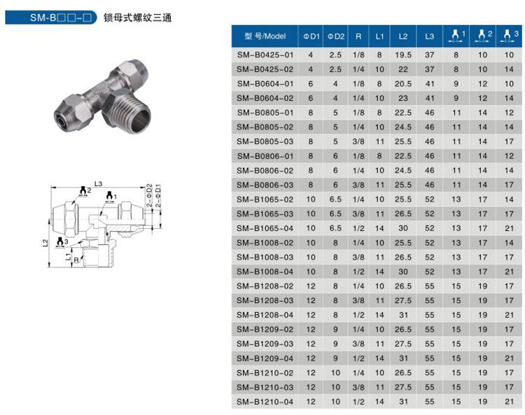 气动快速接头全铜直通终端锁母式螺纹直通气管接头4/6/8/10/12mm