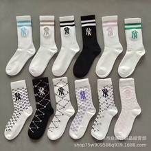 新款男女四季款运动袜韩国刺绣潮牌时尚运动棒球跑步篮球袜子批发